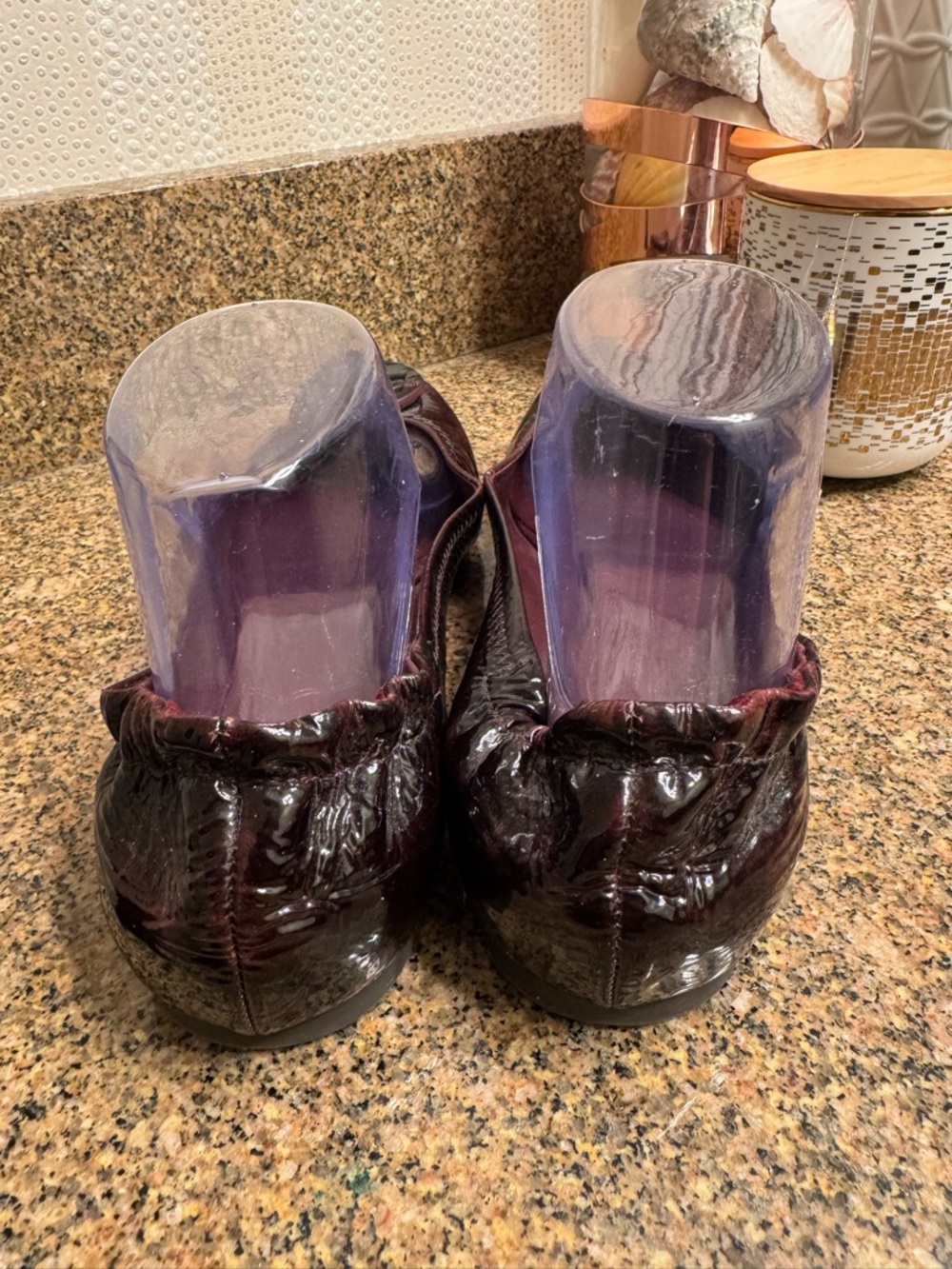 Tory Burch Reva Women's Patent Ballet Flats in Deep Wine 7.5m - Picture 5 of 5
